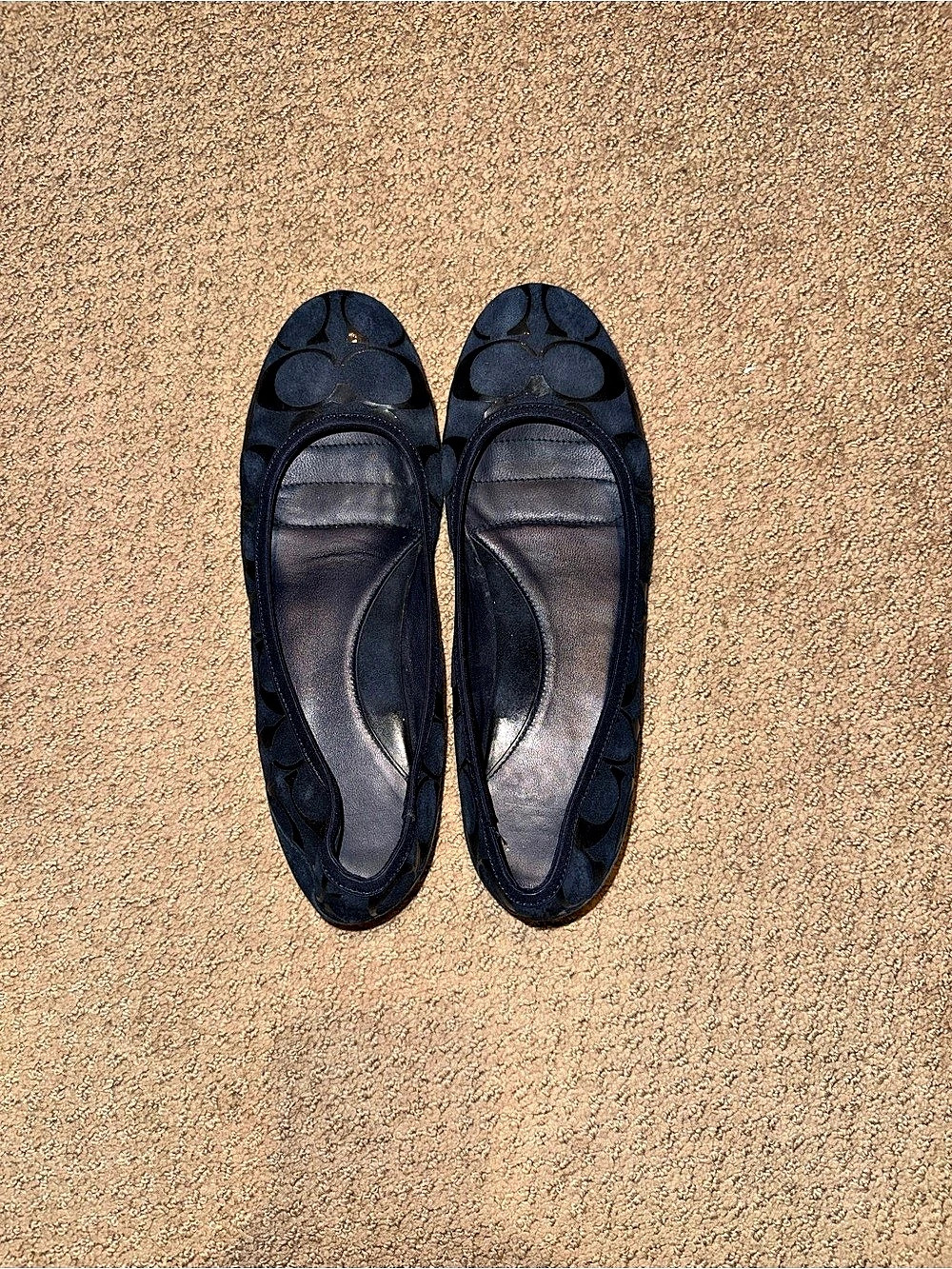 Coach Signature Jacquard Ballet Flats Navy